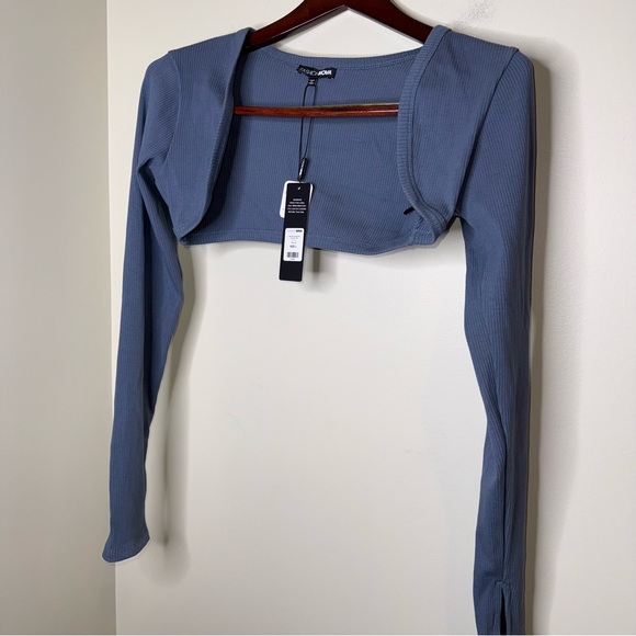 🖤Fashion Nova Blue Jeanette Ribbed Women's Shrug - Picture 5 of 7